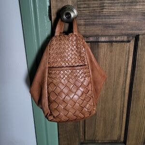 Woven Leather Womens Purse Backpack